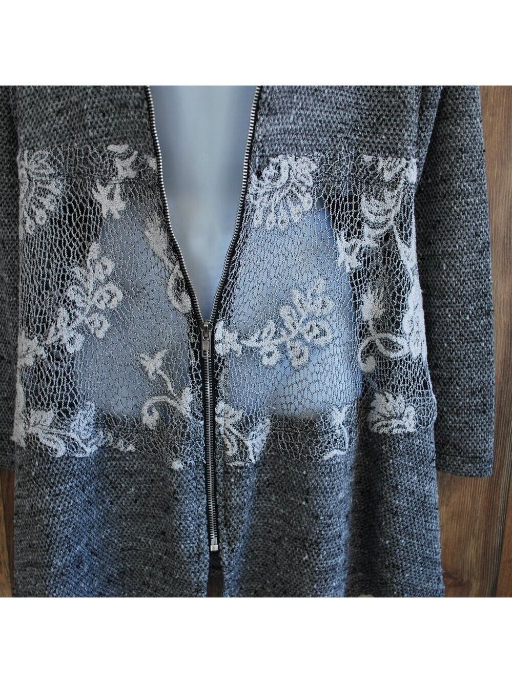 Vocal Lace Zip Cardigan Knit Hoodie Jacket S - Picture 4 of 7
